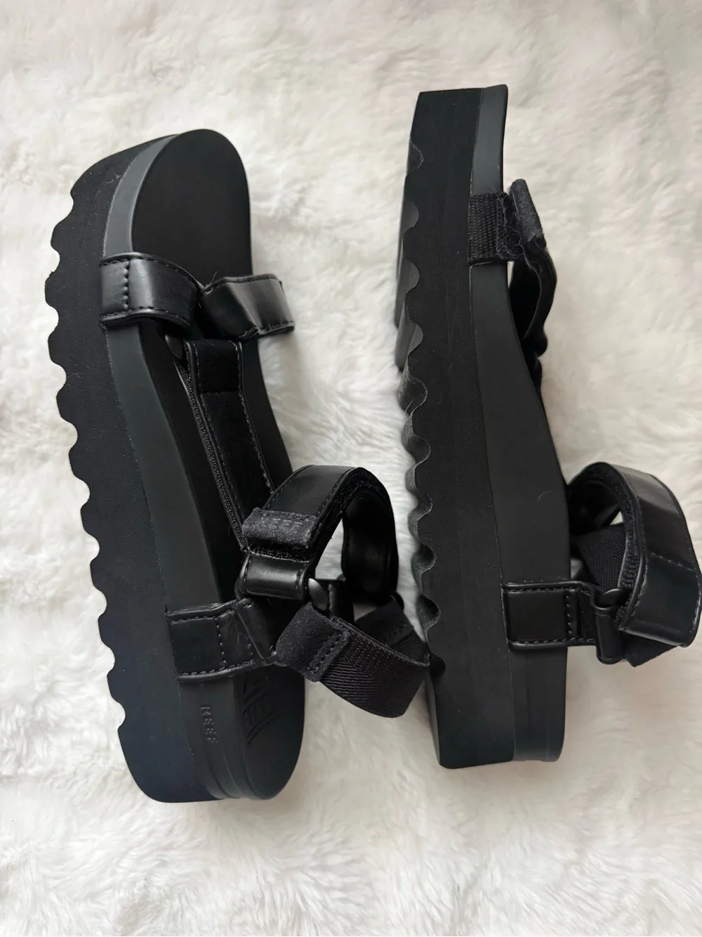 Reef Black Chunky Platform Sandals with Lug Sole
